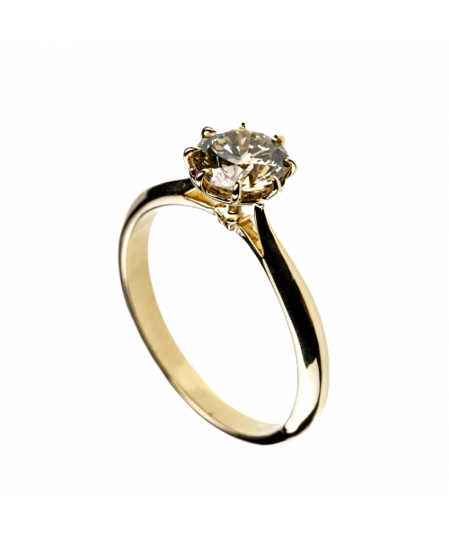 Złoty pierścionek zaręczynowy z szampańskim diamentem 1 ct - 2