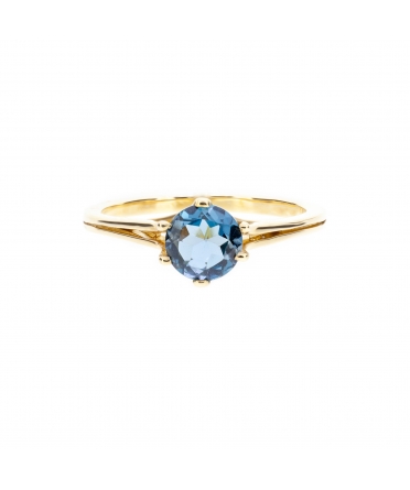 Gold ring with London Blue topaz - 1