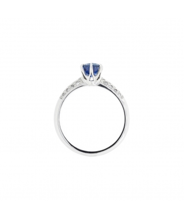 Platinum sapphire ring with diamonds - 3