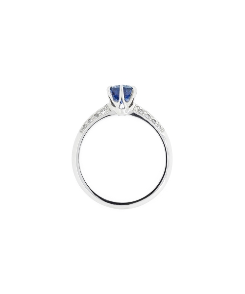 Platinum sapphire ring with diamonds - 3
