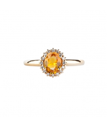 Yellow sapphire and diamond ring - 1