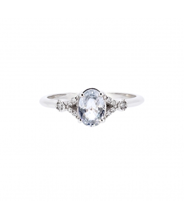 White sapphire and diamond ring - 1