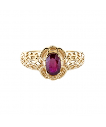 Gold retro style ruby ring - 1