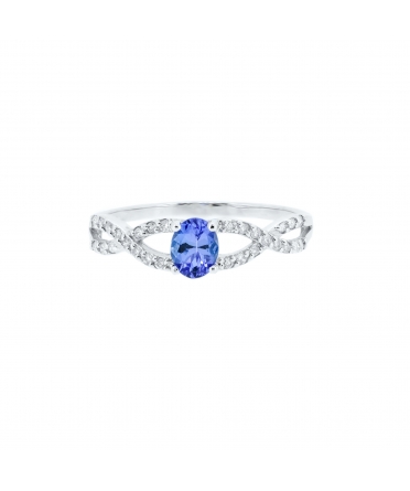 Gold engagement ring with tanzanite and diamonds - 1