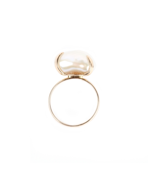 Złoty pierścionek z perłą barokową - 2