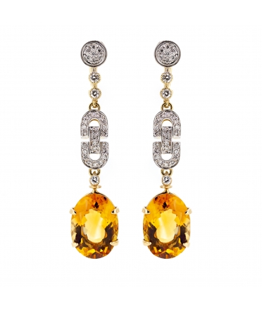 Citrine and diamond earrings - 1