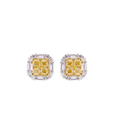 Fancy yellow diamond earrings - 1