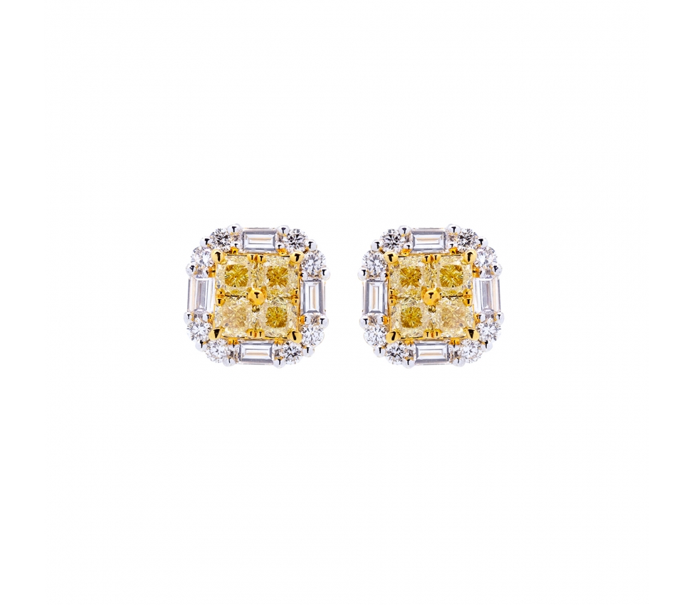 Fancy yellow diamond earrings - 1