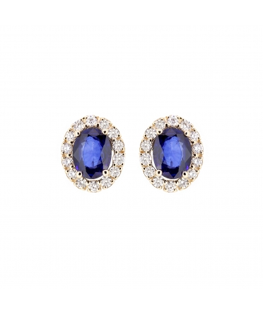 Sapphire and diamond stud earrings - 1
