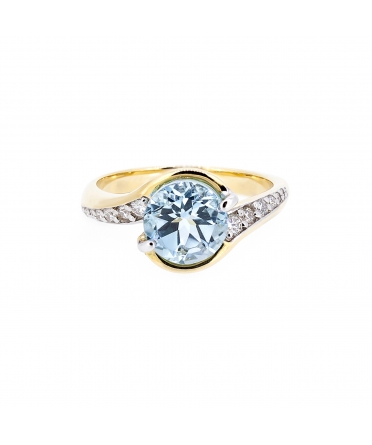Aquamarine and diamond ring - 1