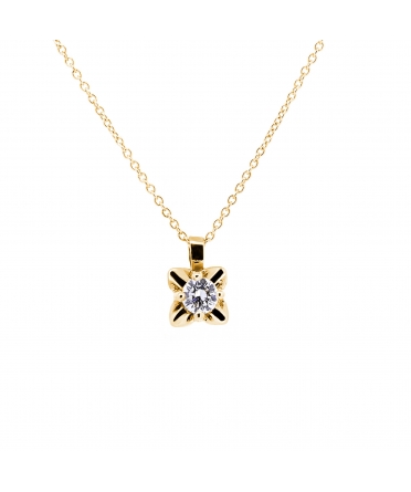 Gold and diamond flower pendant - 1