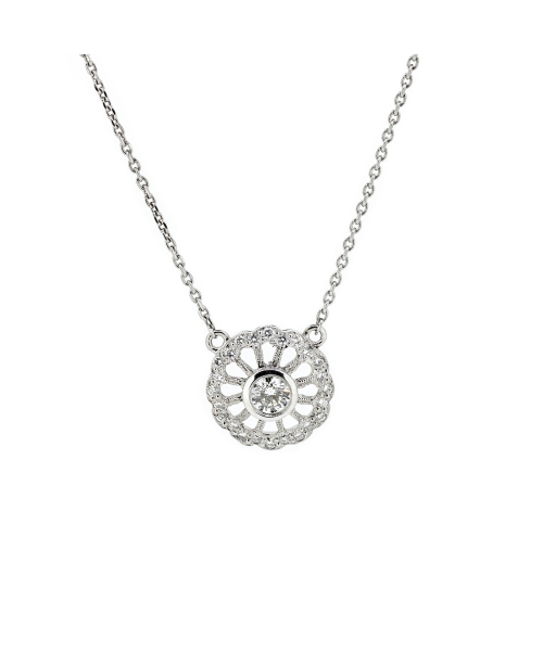 Platinum retro style diamond necklace - 1