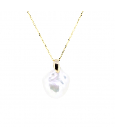 Gold necklace with baroque pearl Seafood - 1