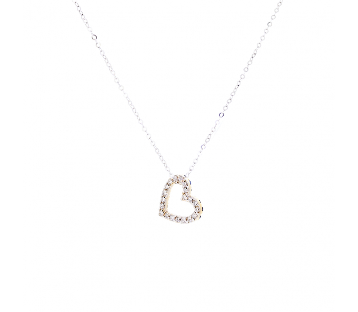 Gold necklace with diamond and sapphire heart - 1