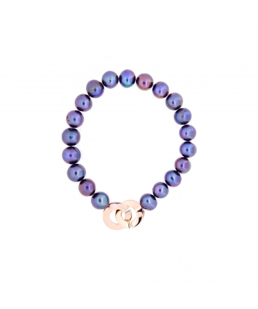 Black pearls bracelet with rose gold clasp - 1