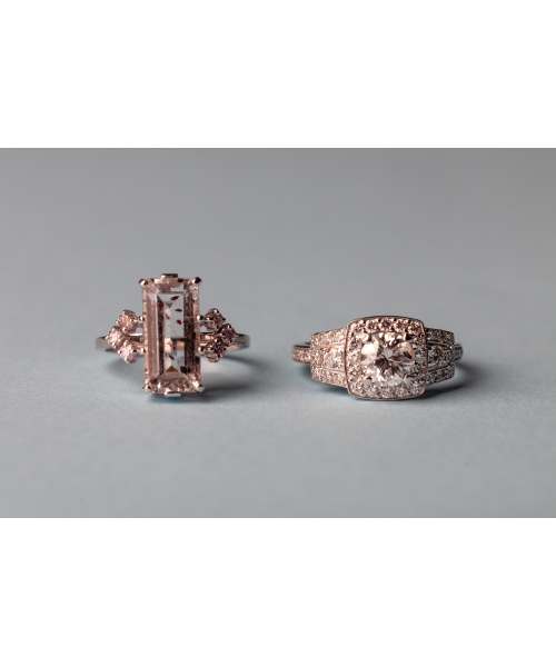 Gold ring with quartz and pink diamonds - 2