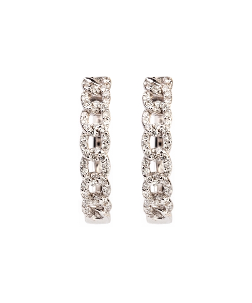 Gold hoop earrings with diamonds - 1