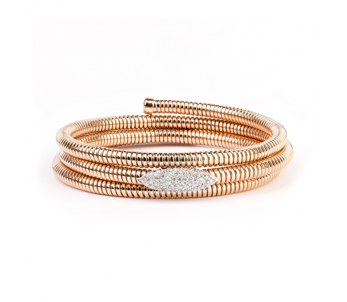 Gold flexible bracelet with diamonds - 1