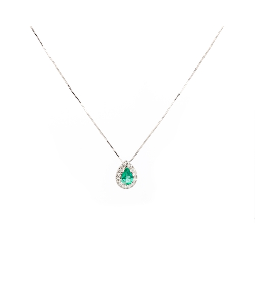 Gold necklace with diamonds and emeralds - 1