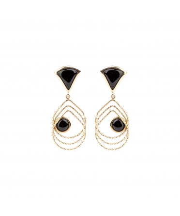 Gold earrings with onyx - 1