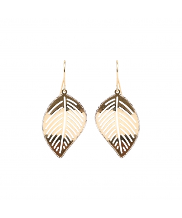 Gold earrings leaf shaped - 1