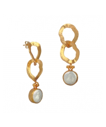 Goldplated bronze earrings with pearls - 1