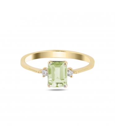 Gold ring with peridot and diamonds - 1