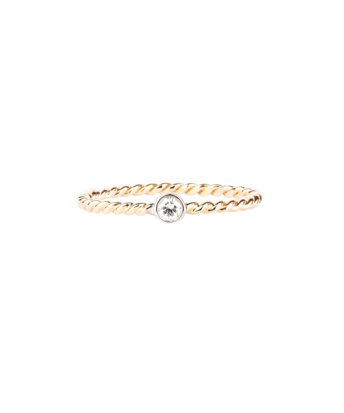 Gold spiral ring with white diamond - 1