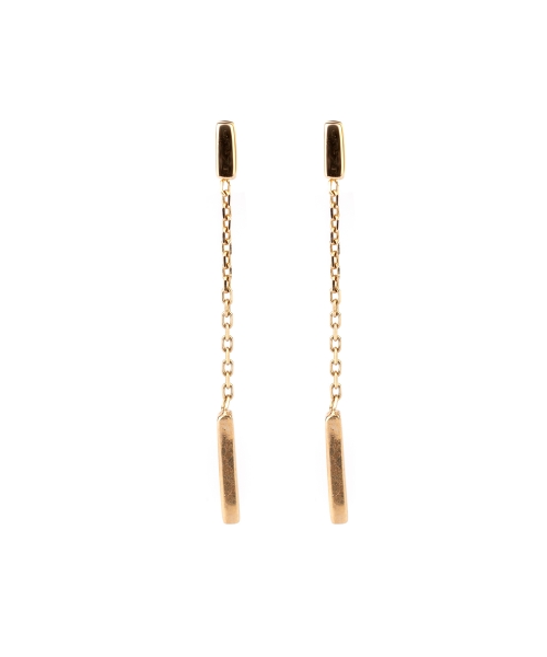 Gold stud chain hanging earrings - 1