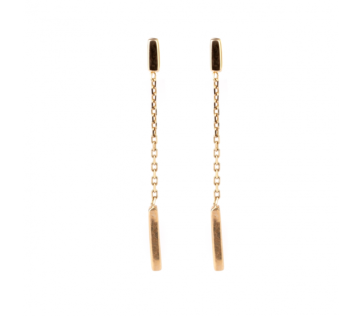 Gold stud chain hanging earrings - 1