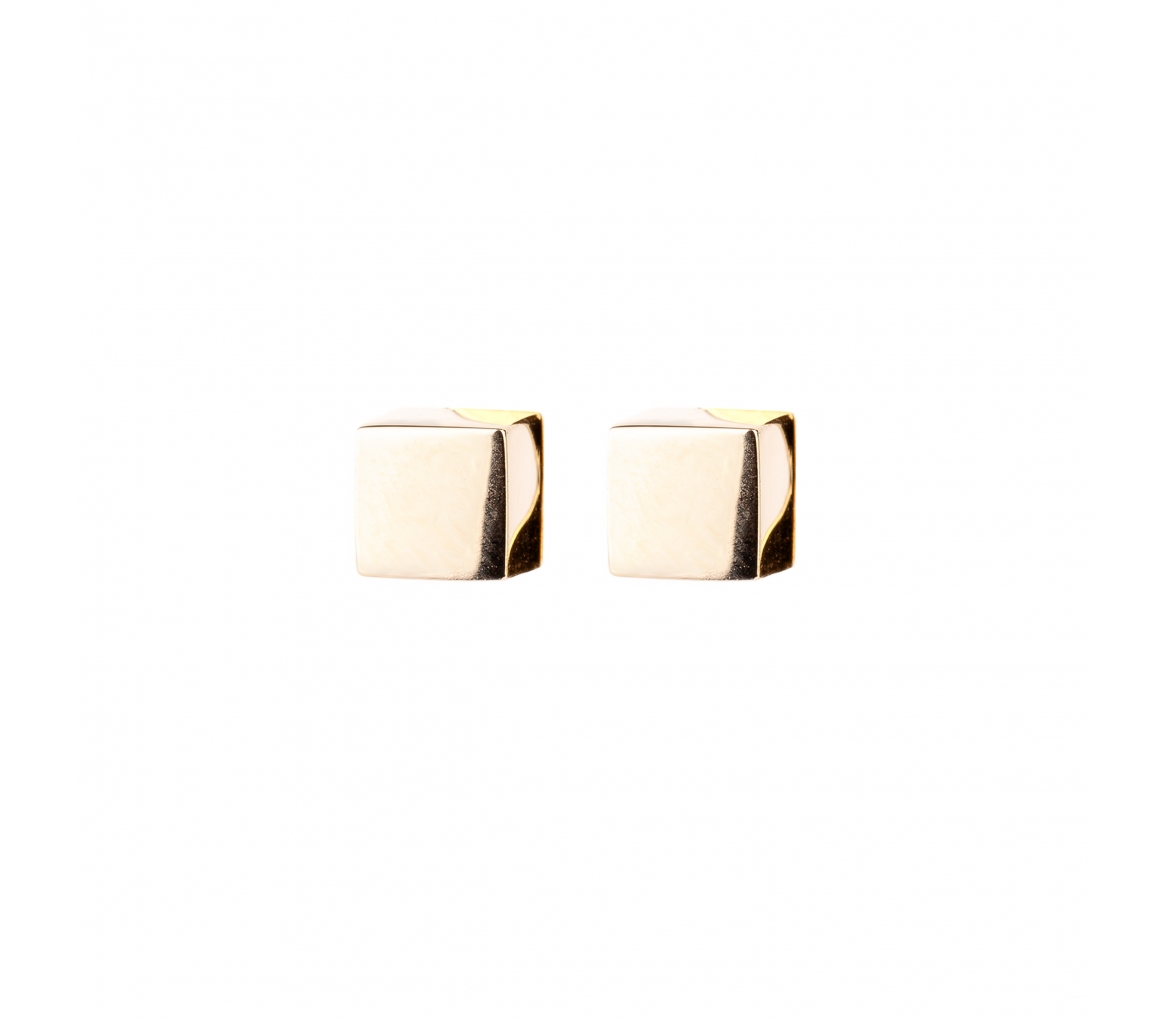 Gold stud cubes earrings - 1
