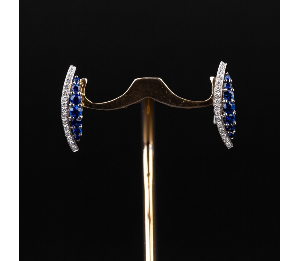 Gold earrings with diamonds and sapphires of the Italian brand Alfieri & St. John - 1
