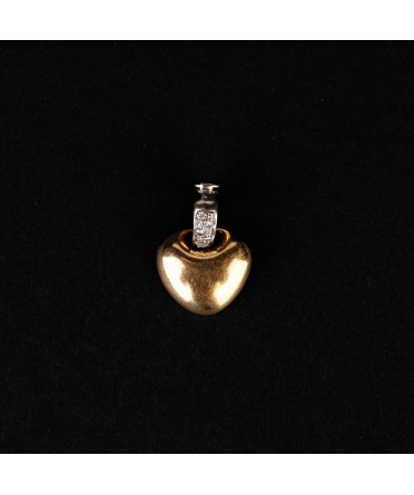 Gold heart pendant with diamonds half of the XX century - 1