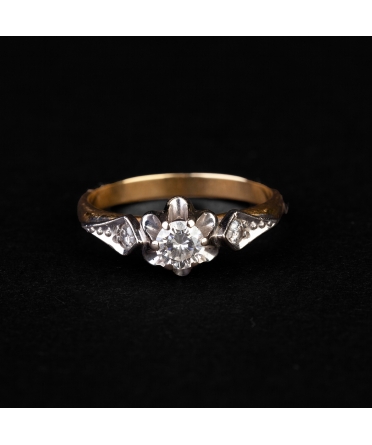 Gold ring with diamonds, vintage - 1