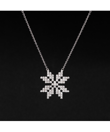 Gold vintage necklace snowflake with diamonds, Italy - 1