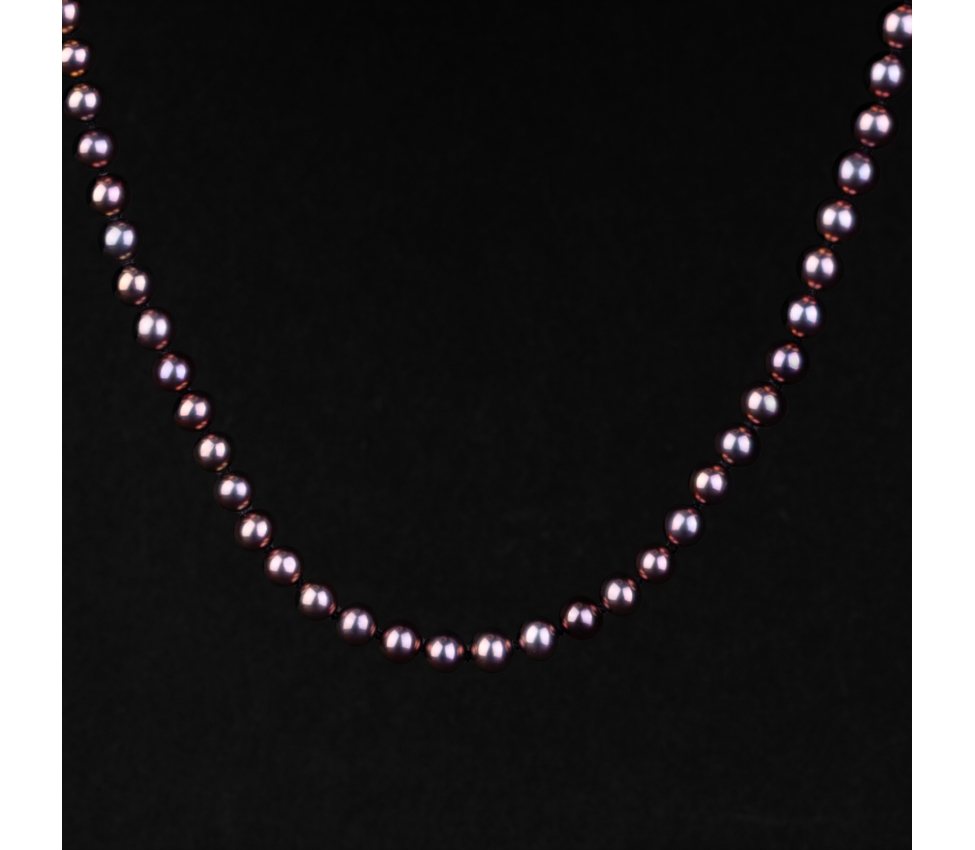 Silver necklace with dark pearls, vintage - 1