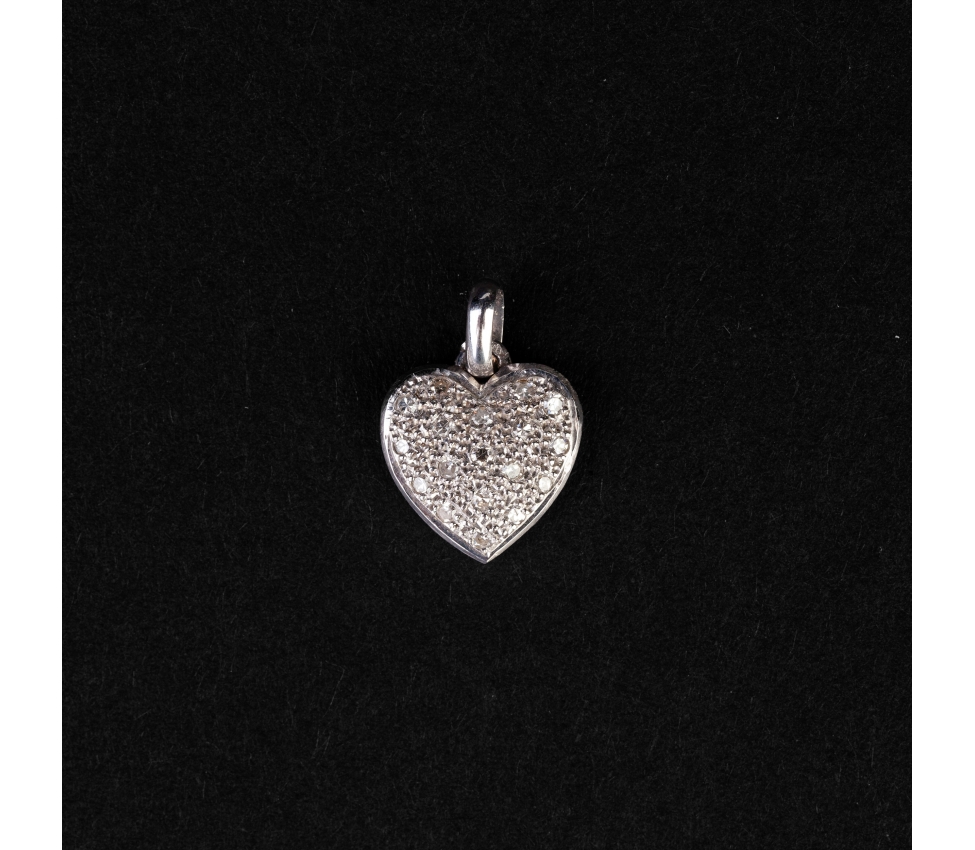 Złota zawieszka serce z diamentami vintage, Paryż - 1