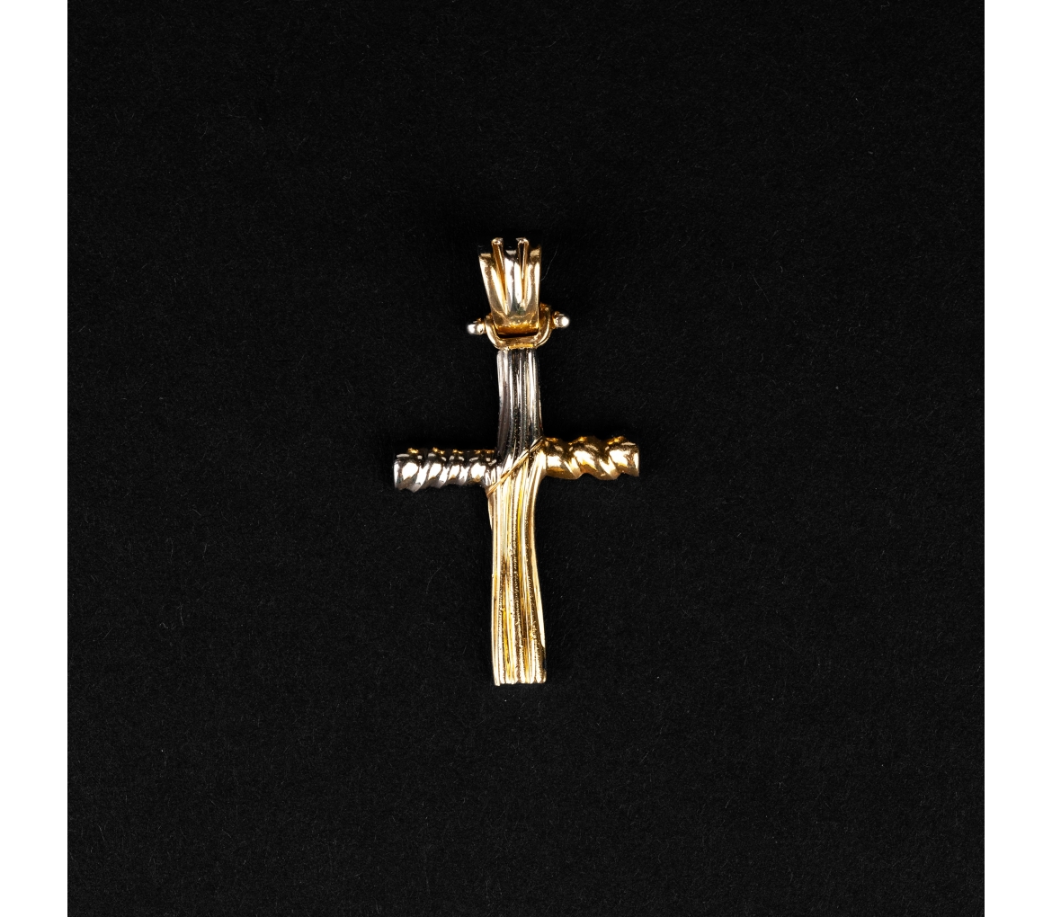 Gold Italy Tasino cross pendant, vintage - 1