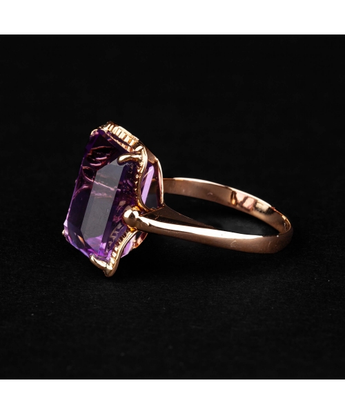 Gold ring with vintage amethyst - 2