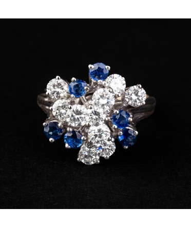 Sapphire and diamond vintage ring - 1