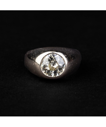 Gold signet ring with 2ct diamond - 1