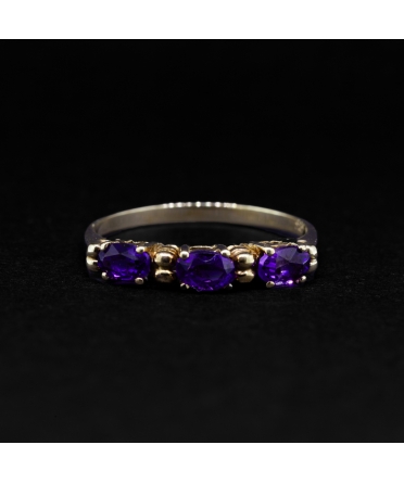 Gold ring with amethysts, vintage - 1