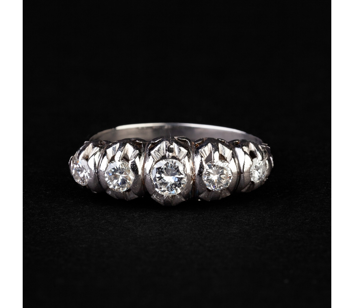 Platinum ring with diamonds, Art Deco - 1