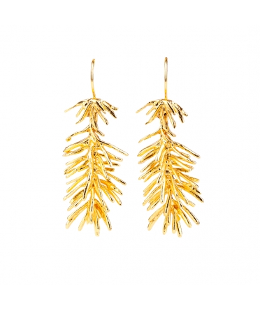 Goldplated bronze pine branch earrings - 1