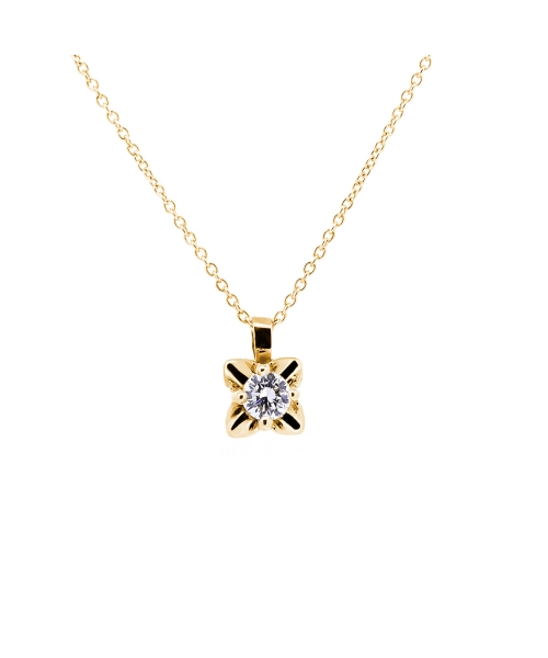 Gold diamond flower necklace - 2
